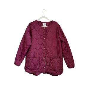 St John’s Bay Quilted Snap Button Jacket Lightweight Packable Shacket Wo…